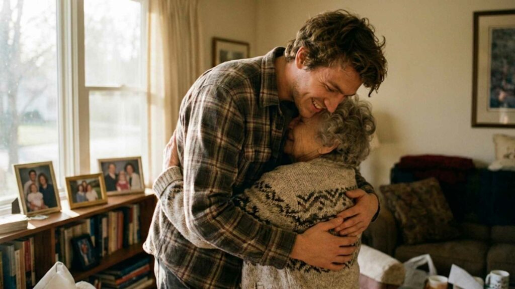 Najlepszy babci to obecność bliskich – wzruszające powitanie wnuka z seniorką.